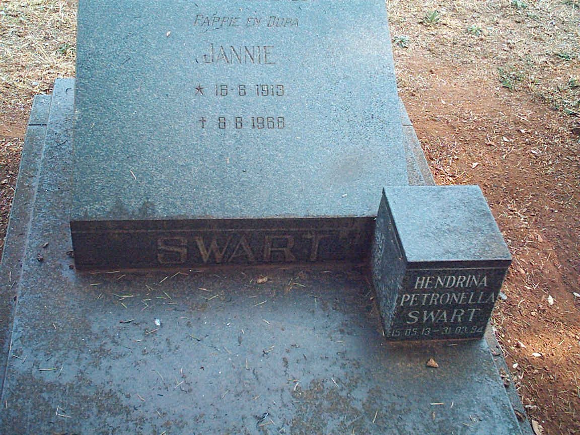 SWART Jannie 1913-1968 &amp; Hendrina Petronella 1913-1994