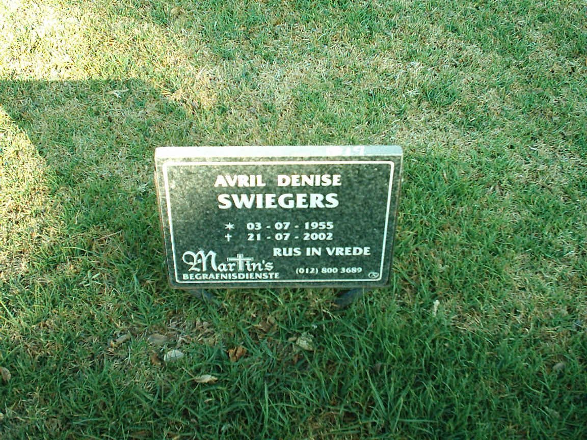 SWIEGERS Avril Denise 1955-2002