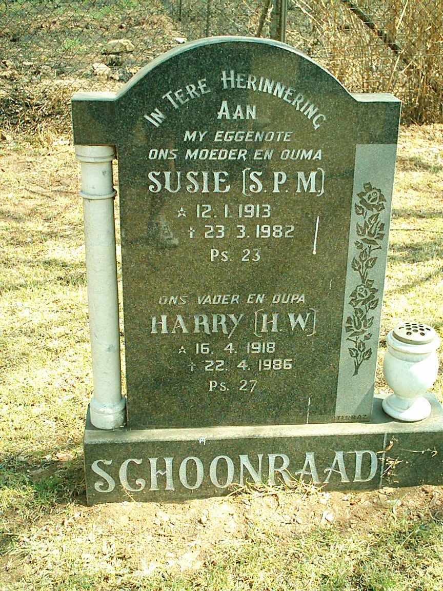SCHOONRAAD H.W. 1918-1986 &amp; S.P.M. 1913-1982