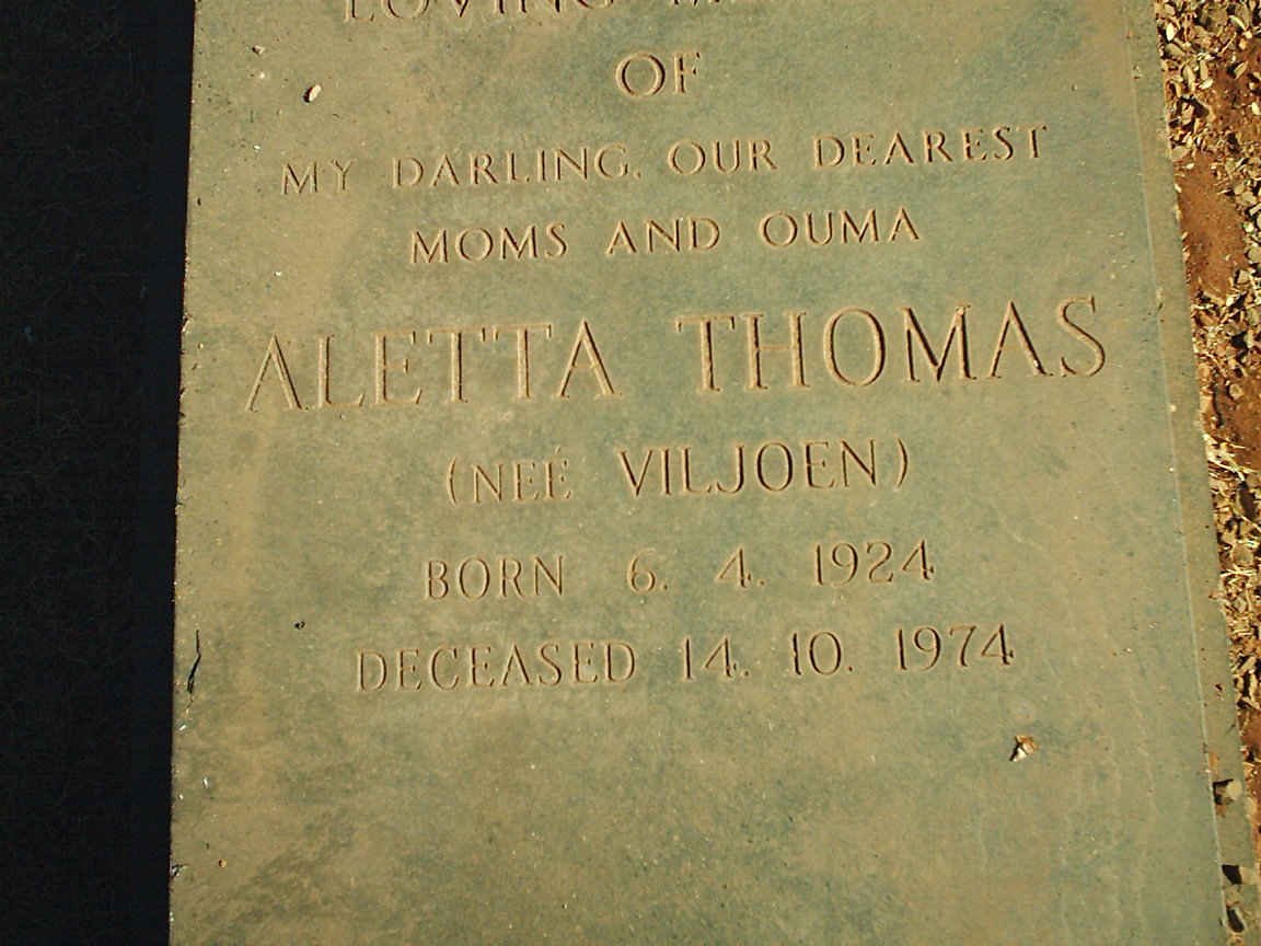 THOMAS Aletta nee VILJOEN 1924-1974