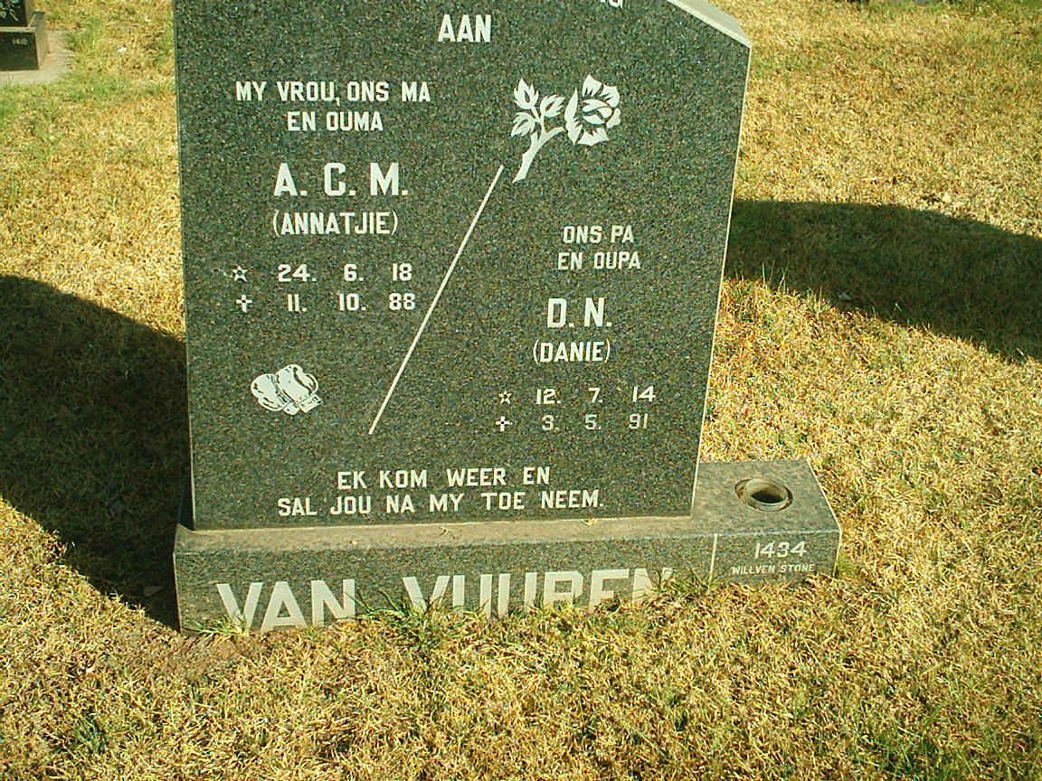 VUUREN D.N., van 1914-1991 &amp; A.C.M. 1918-1988