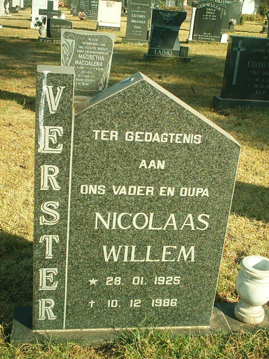 VERSTER Nicolaas Willem 1925-1986
