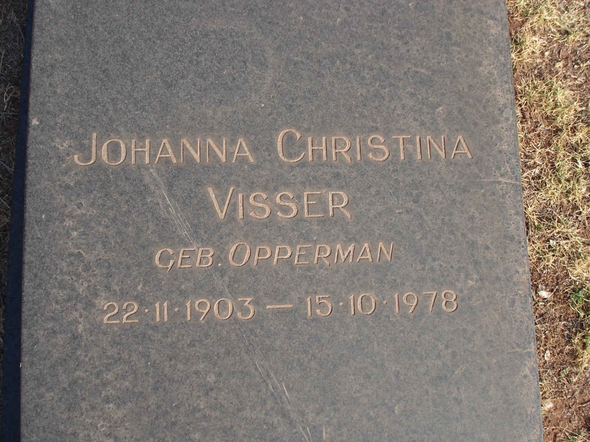 VISSER Johanna Christina nee OPPERMAN 1903-1978