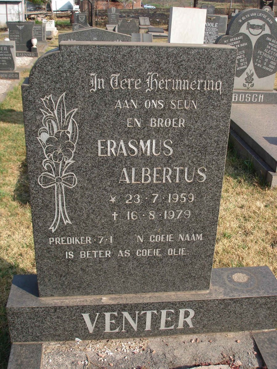 VENTER Erasmus Albertus 1959-1979