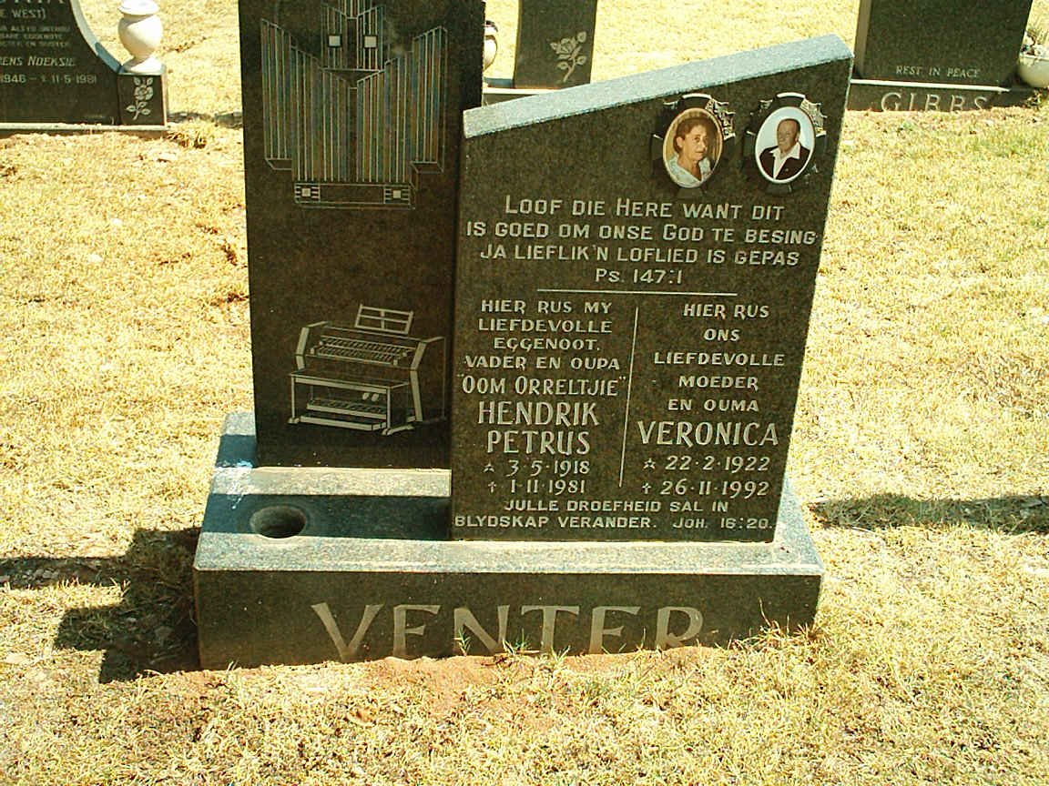 VENTER Hendrik Petrus 1918-1981 &amp; Veronica 1922-1992