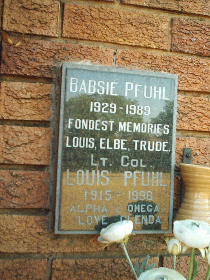 PFUHL Louis 1915-1996 &amp; Babsie 1929-1989
