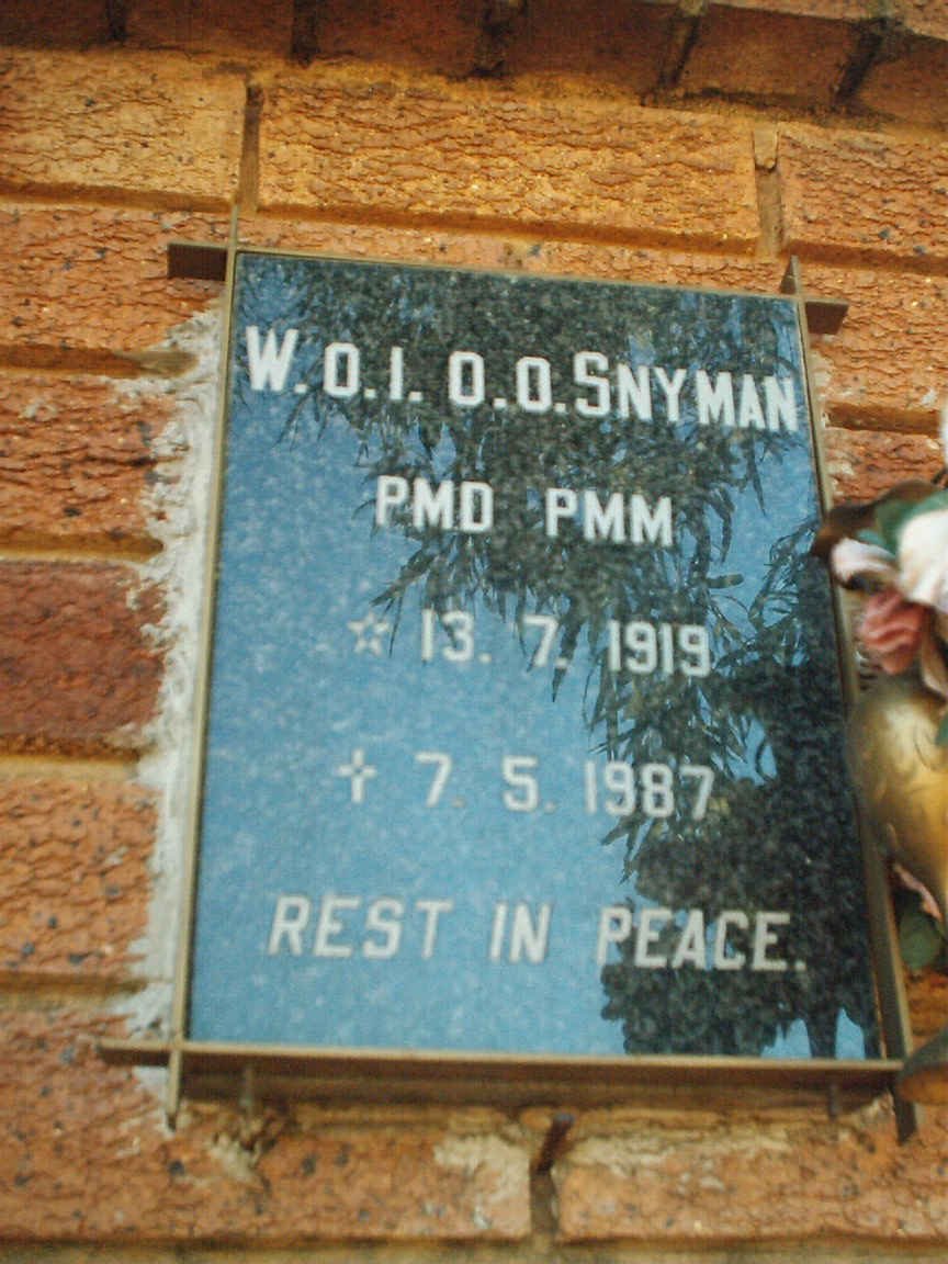 SNYMAN O.O. 1919-1987