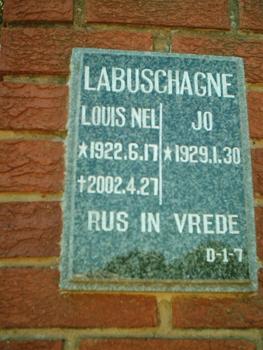LABUSCHAGNE Louis Nel 1922-2002 &amp; Jo 1930-