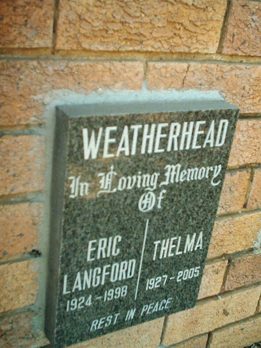 WEATHERHEAD Eric Langford 1924-1998 &amp; Thelma 1927-2005