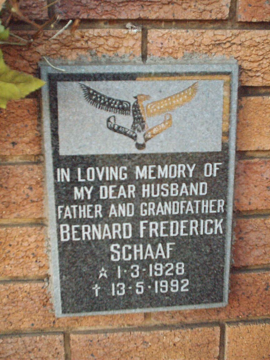 SCHAAF Bernard Frederick 1928-1992