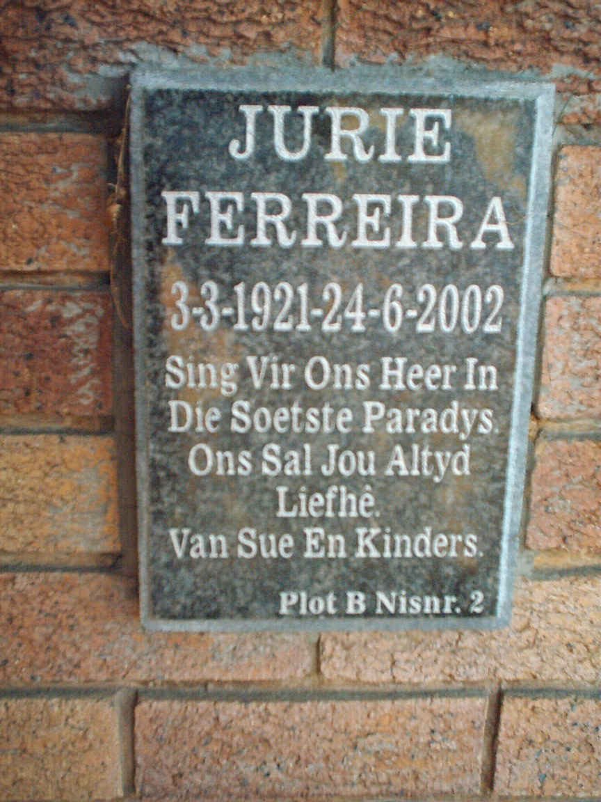 FERREIRA Jurie 1921-2002