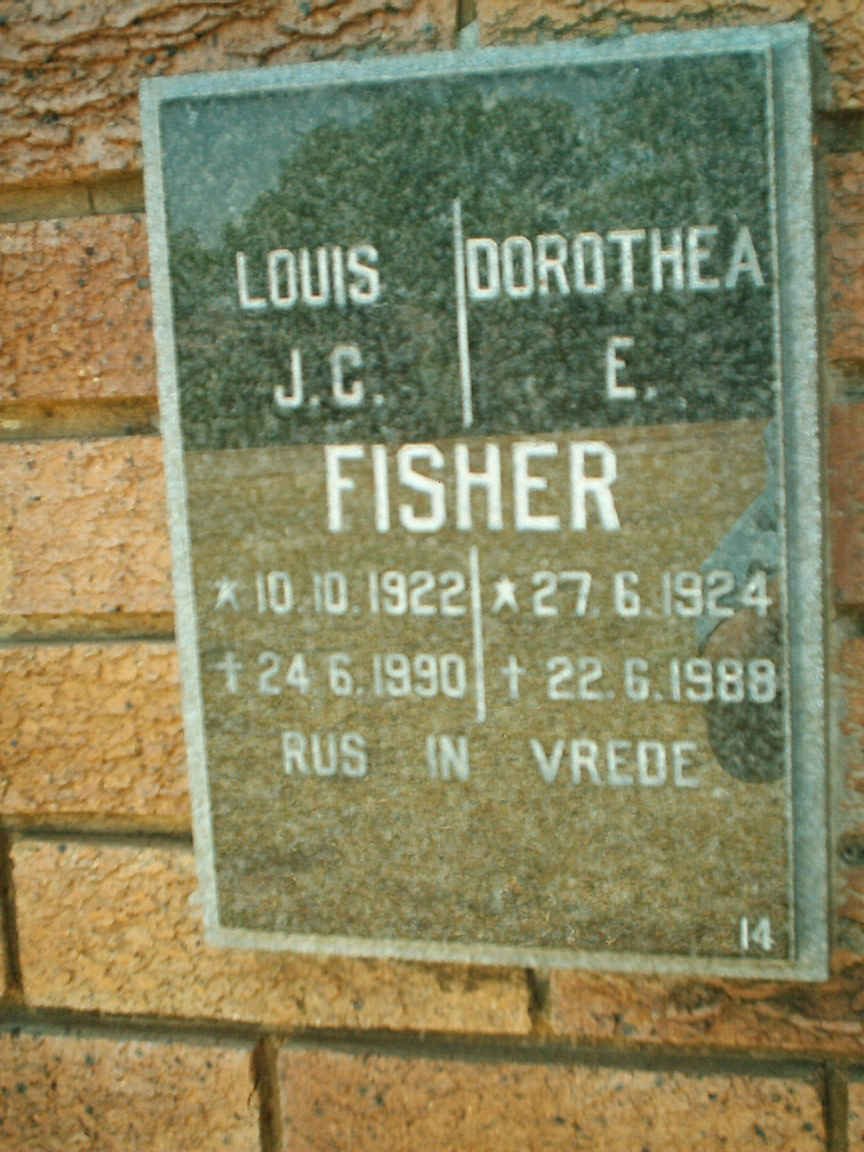 FISHER Louis J.C. 1922-1990 &amp; Dorothea E. 1924-1988