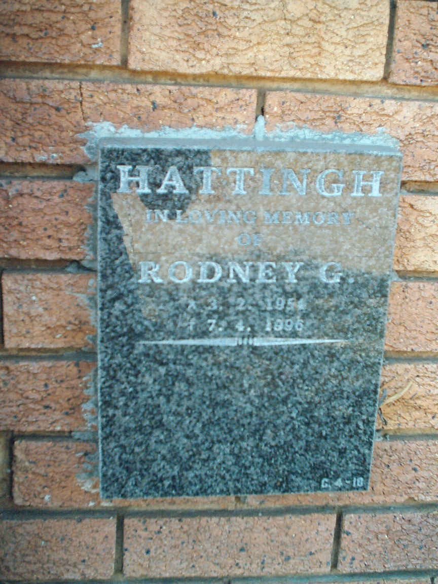 HATTINGH Rodney G. 1951-1996