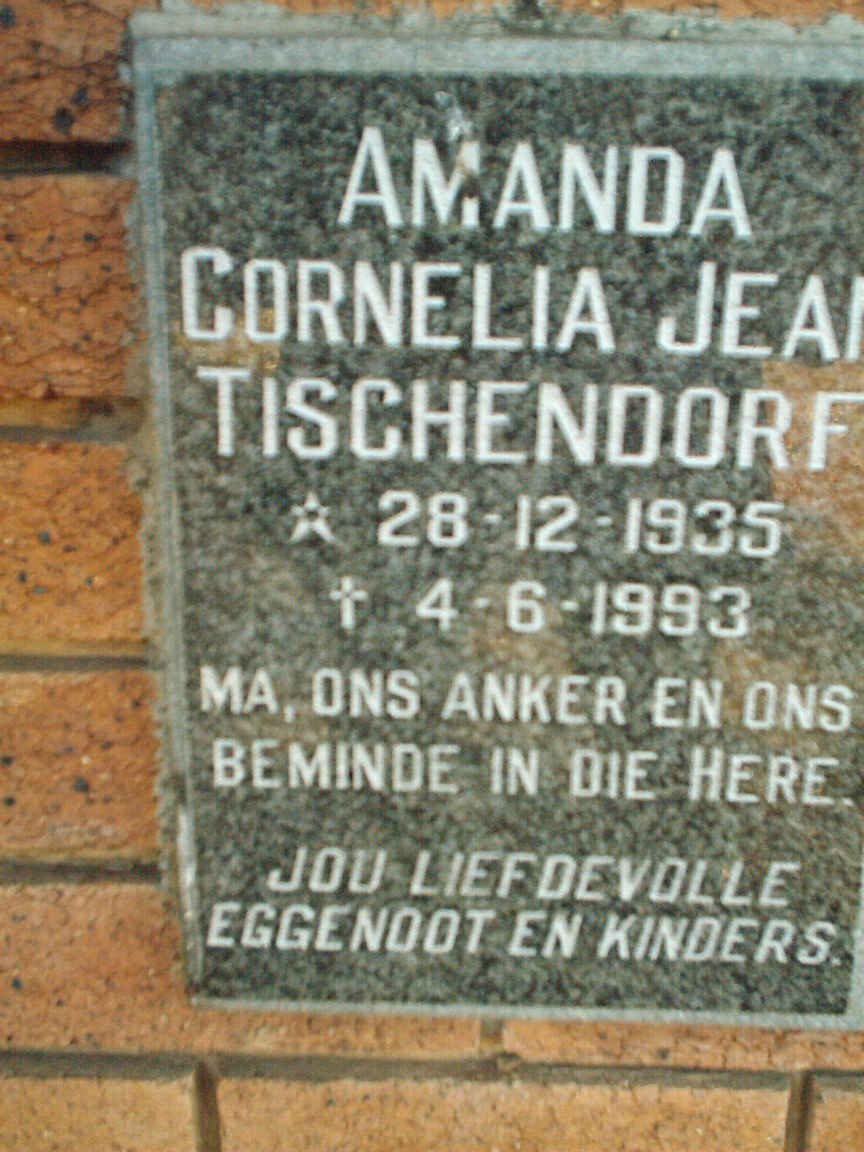 TISCHENDORF  Amanda Cornelia Jeanne 1935-1993