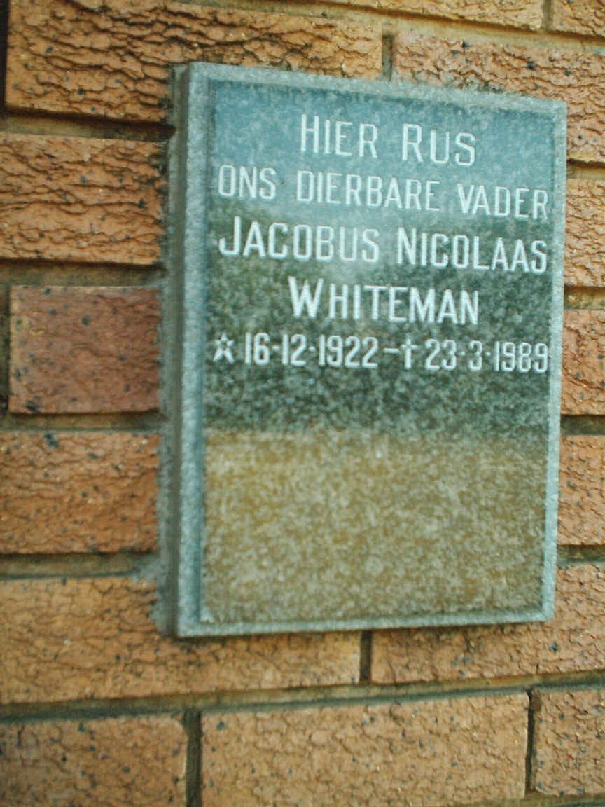 WHITEMAN Jacobus Nicolaas 1922-1989