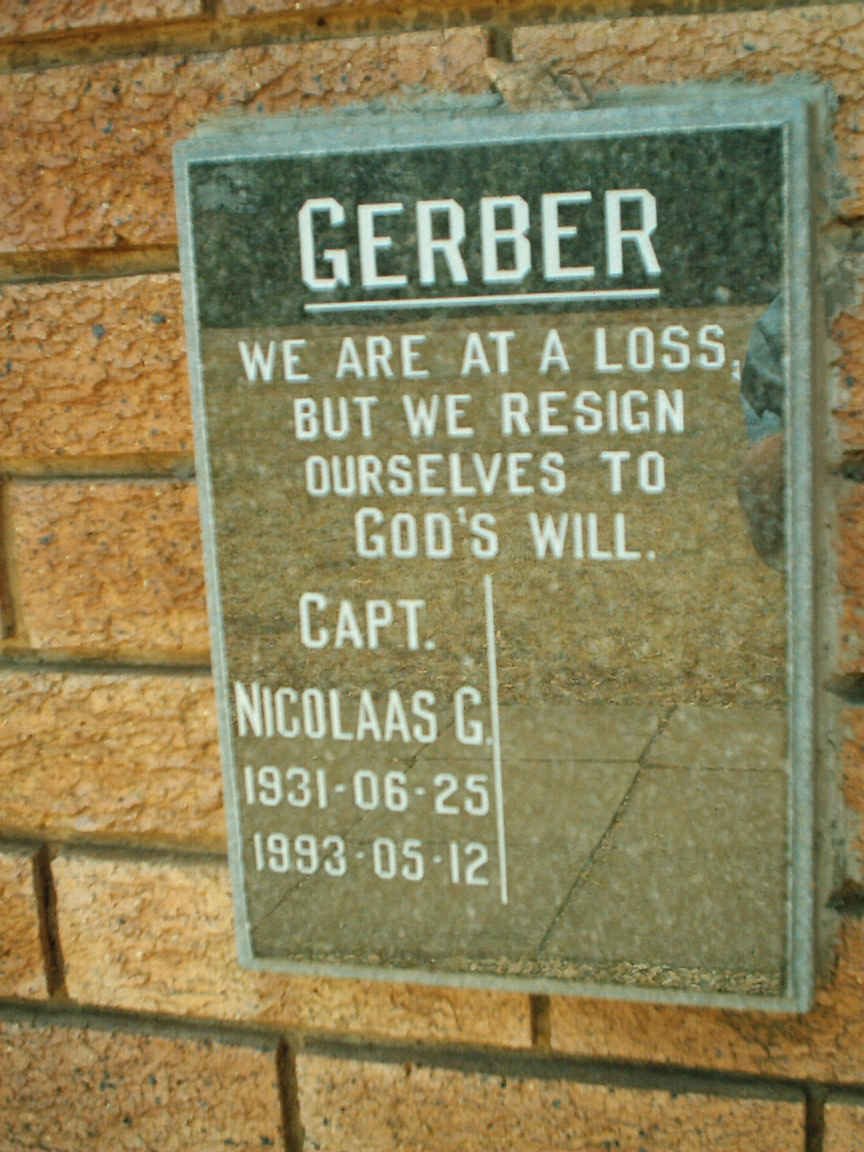 GERBER Nicolaas G. 1931-1993