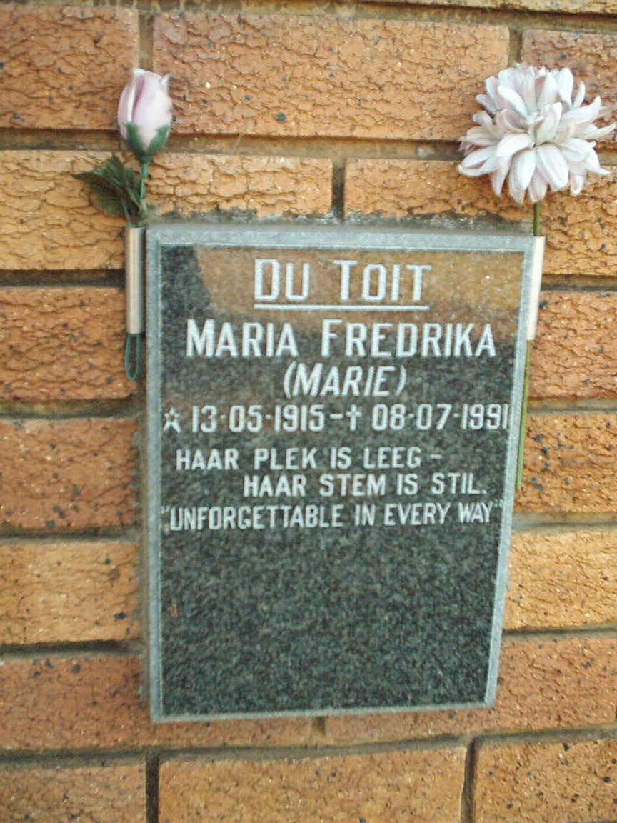 TOIT Maria Fredrika, du 1915-1991