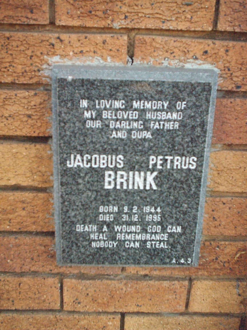 BRINK Jacobus Petrus 1944-1995