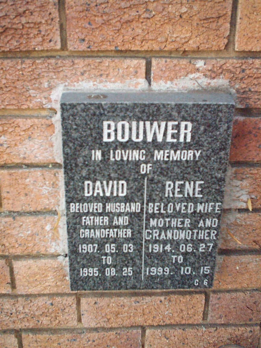 BOUWER David 1907-1995 &amp; Rene 1914-1999