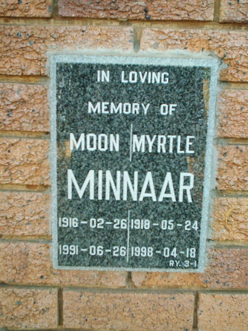 MINNAAR Moon 1916-1991 &amp; Myrtle 1918-1998