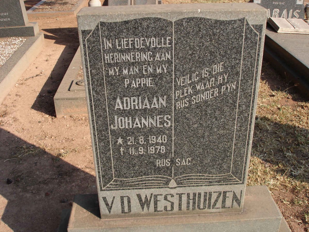 WESTHUIZEN Adriaan Johannes, van der 1940-1978