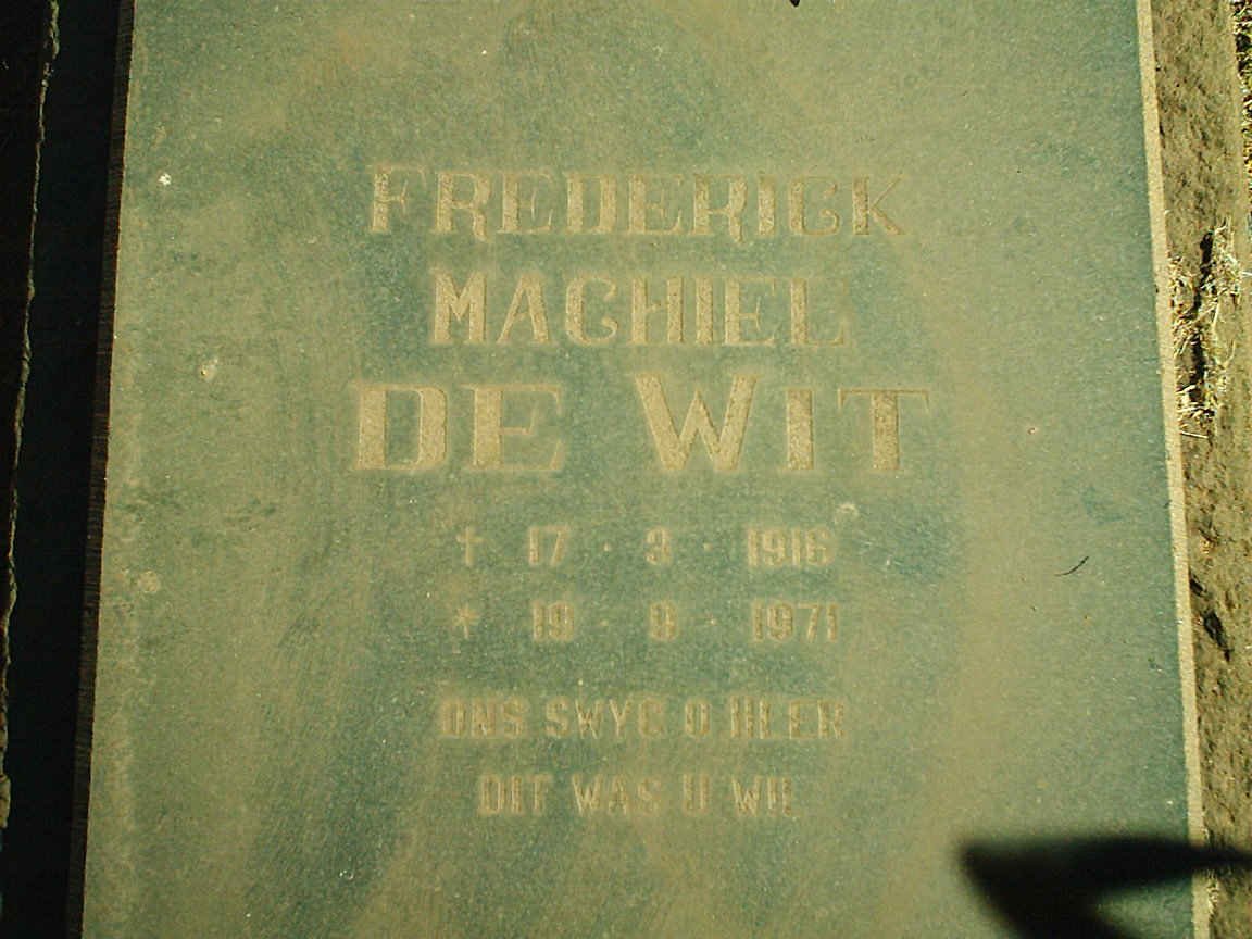 WIT Frederick Machiel, de 1916-1971