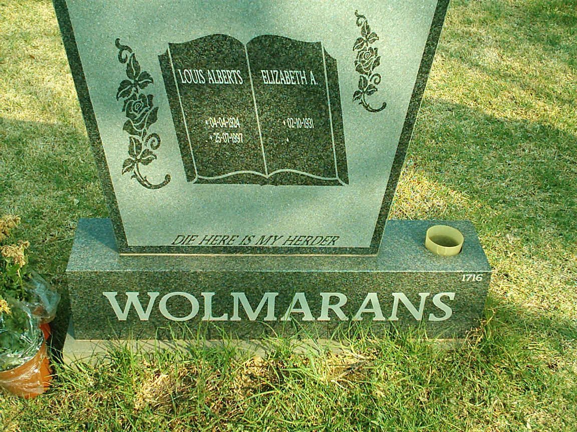 WOLMARANS Louis Alberts 1924-1997 &amp; Elizabeth A. 1931-