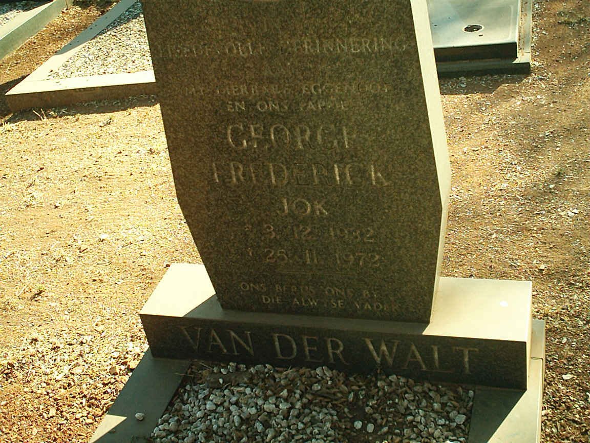 WALT George Frederick, van der 1932-1972
