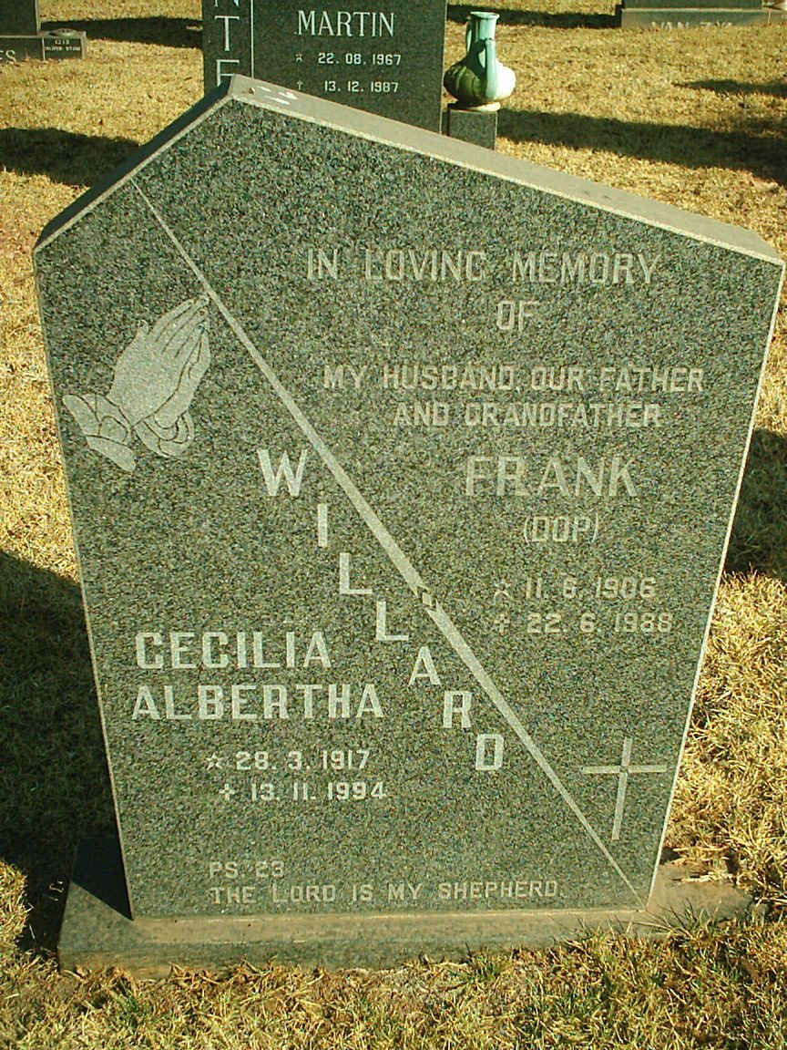 WILLARD Frank 1906-1988 &amp; Cecilia Alberta 1917-1994
