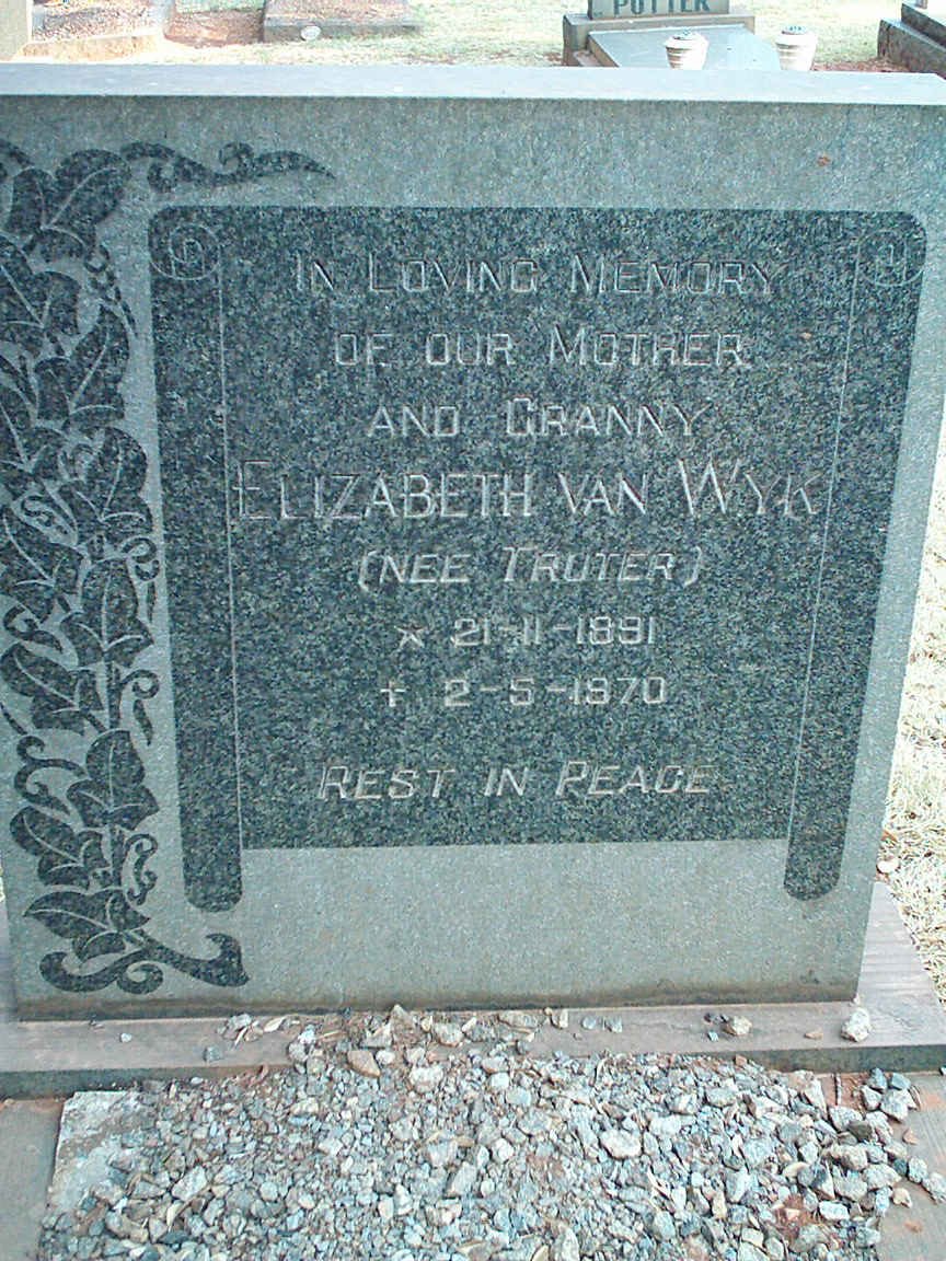 WYK Elizabeth, van nee TRUTER 1891-1970