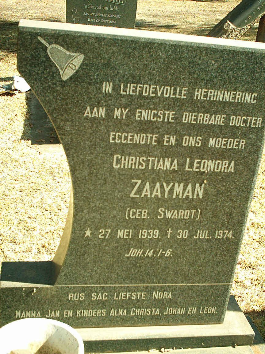 ZAAYMAN Christina Leonora nee SWARDT 1939-1974
