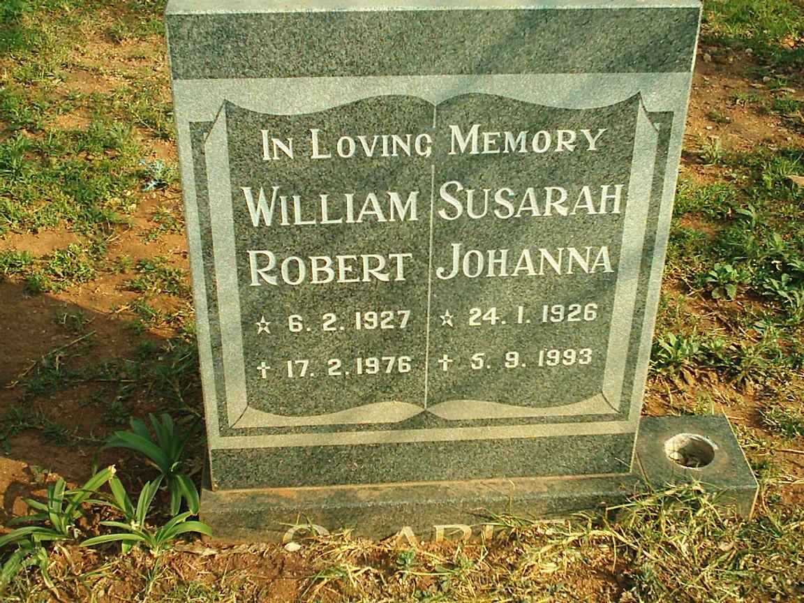 ? William Robert 1927-1976 &amp; Susarah Johanna 1926-1993