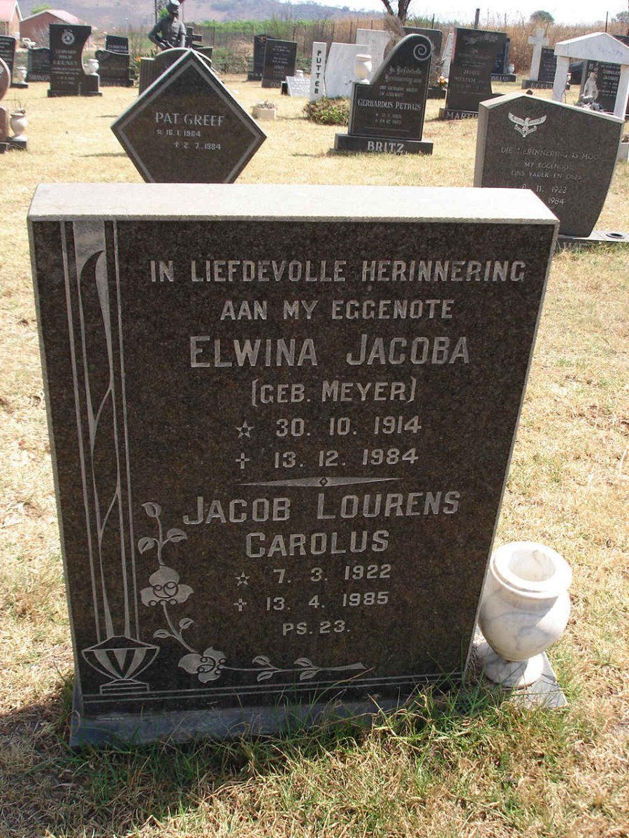? Jacob Lourens Carolus 1922-1985 &amp; Elwina Jacoba MEYER 1914-1984