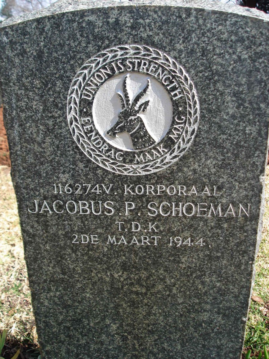 SCHOEMAN Jacobus P. -1944