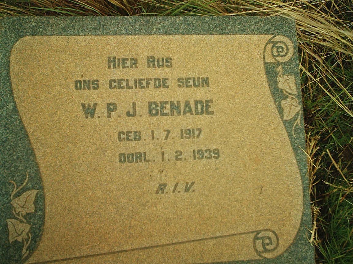 BENADE W.P.J. 1917-1939
