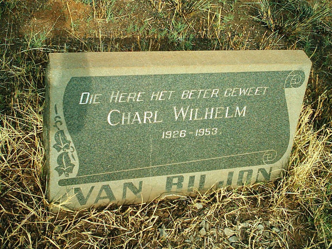 BILJON Charl Wilhelm, van 1926-1953