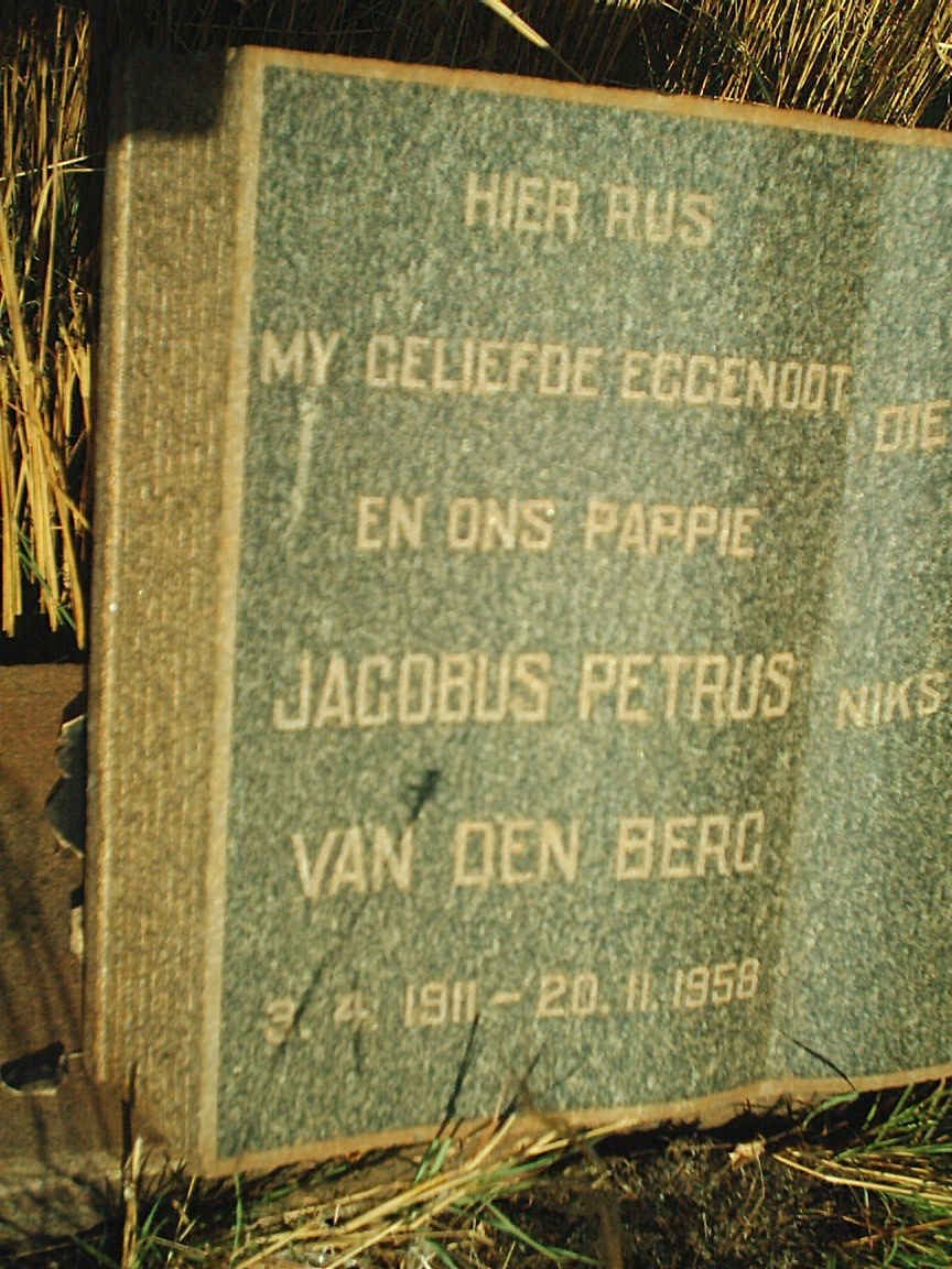 BERG Jacobus Petrus, van den 1911-1956