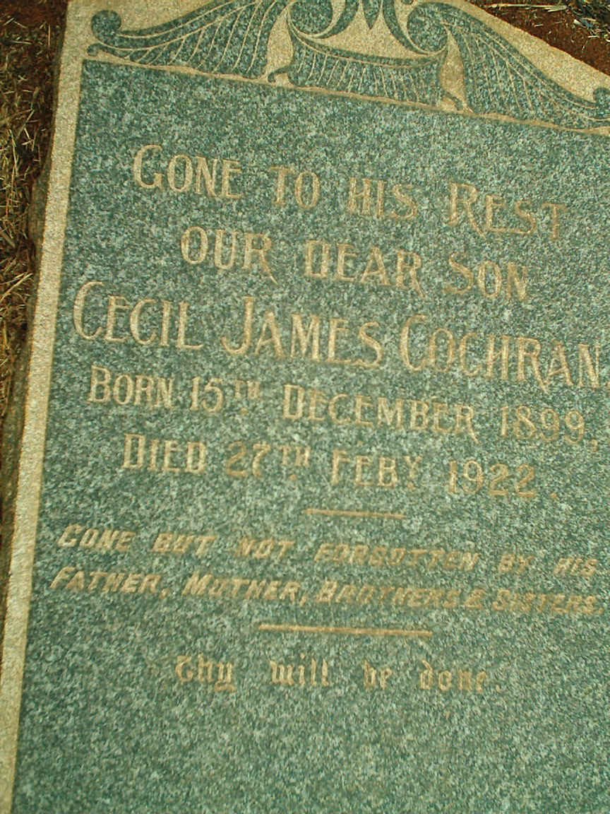 COCHRAN Cecil James 1899-1922