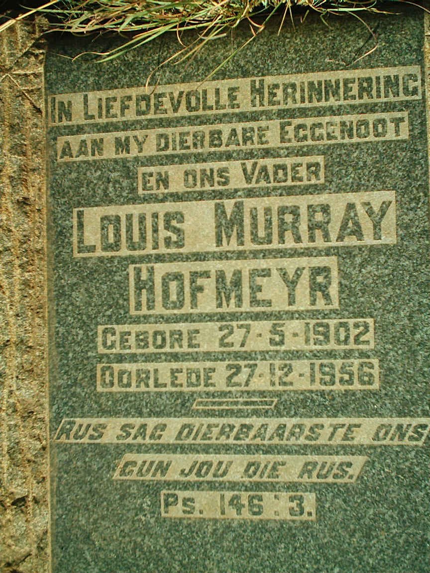 HOFMEYR Louis Murray 1902-1956