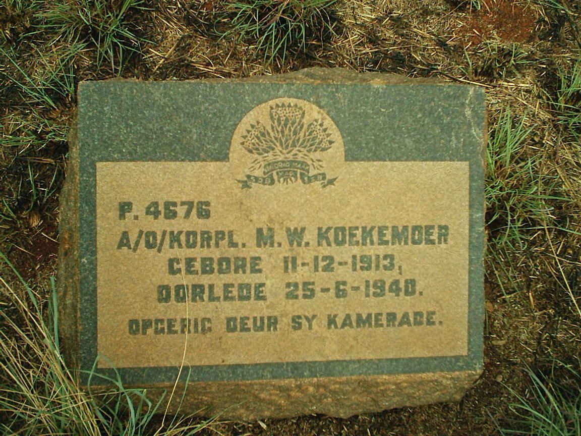 KOEKEMOER M.W. 1913-1940