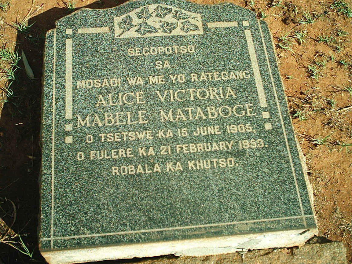 MATABOGE Alice Victoria Mabele 1905-1953