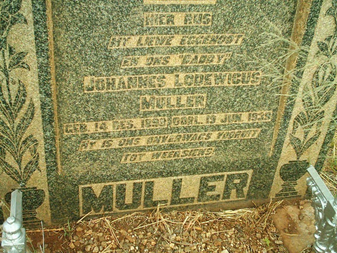MULLER Johannes Lodewicus 1890-1938