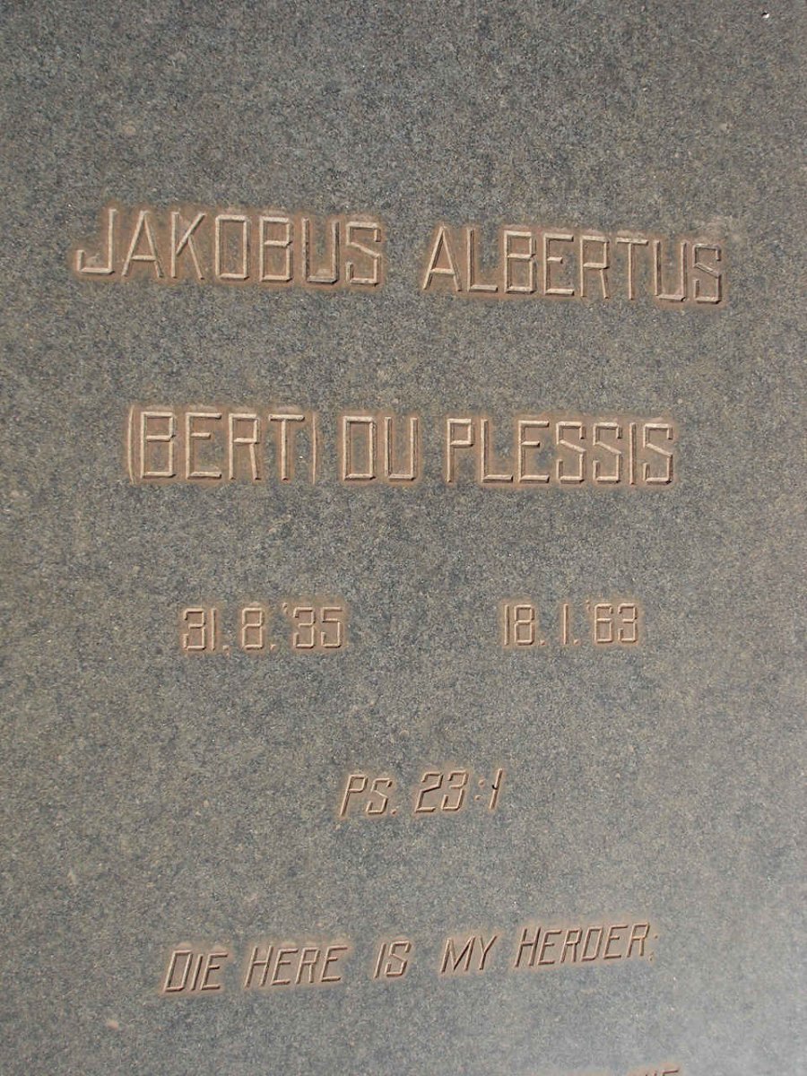 PLESSIS Jakobus Albertus, du 1935-1963