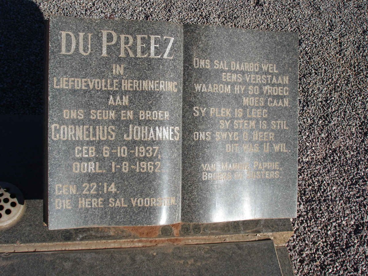 PREEZ Cornelius Johannes, du 1937-1962