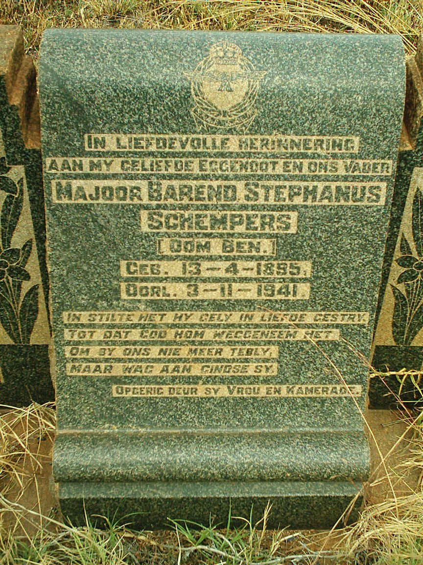 SCHEMPERS Barend Stephanus 1895-1941