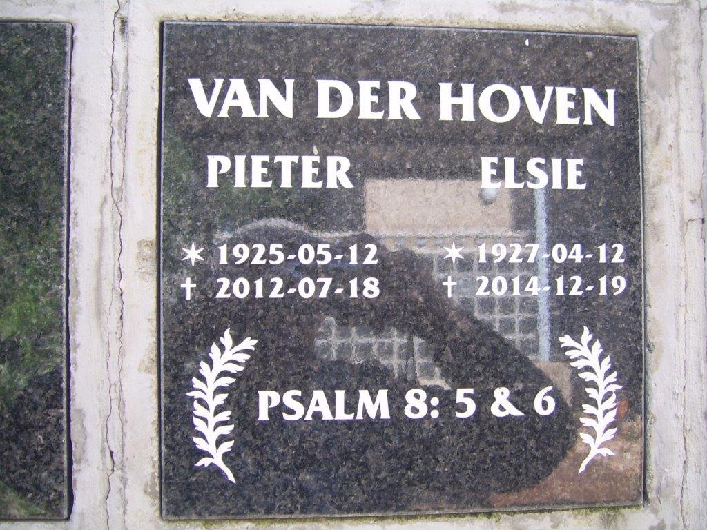 HOVEN Pieter, van der 1925-2012 &amp; Elsie 1927-2014