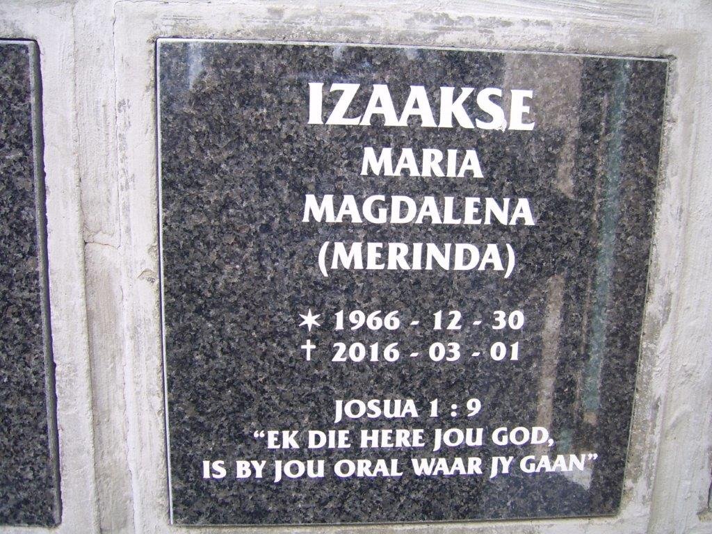 IZAAKSE Maria Magdalena 1966-2016