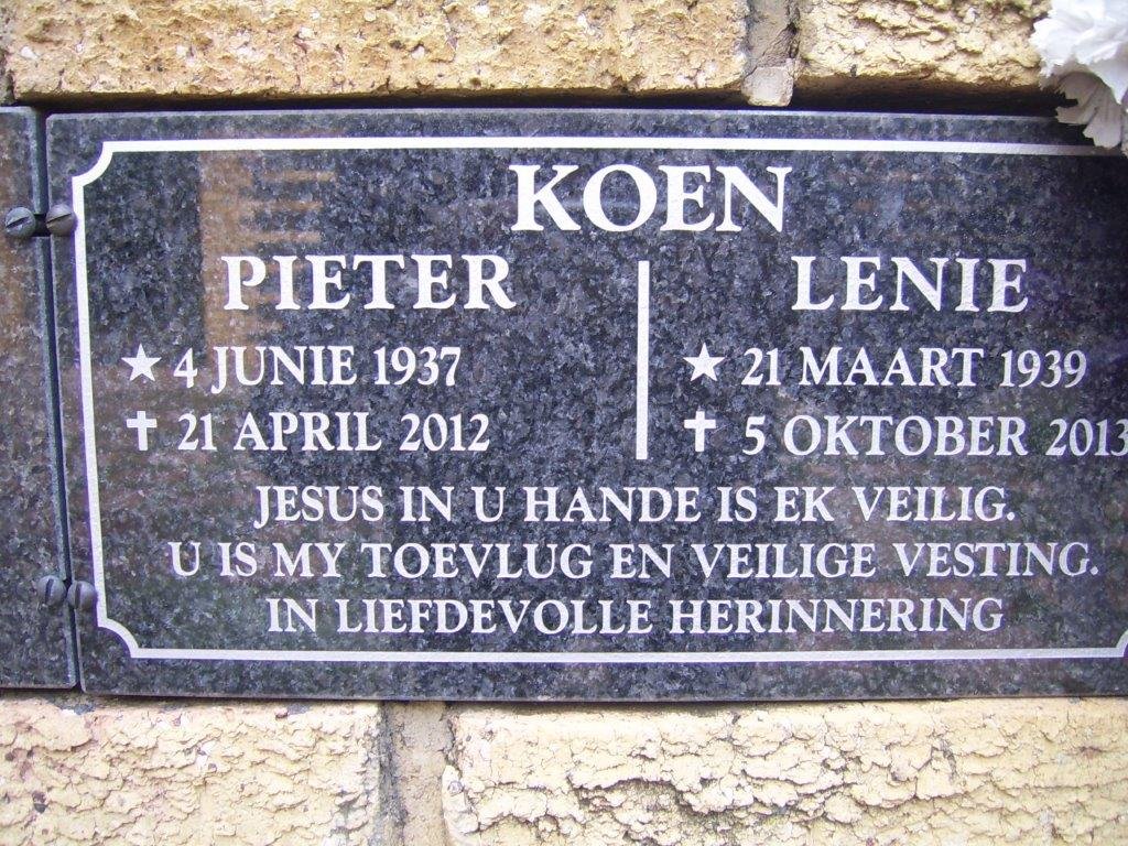 KOEN Pieter 1937-2012 &amp; Lenie 1939-2013