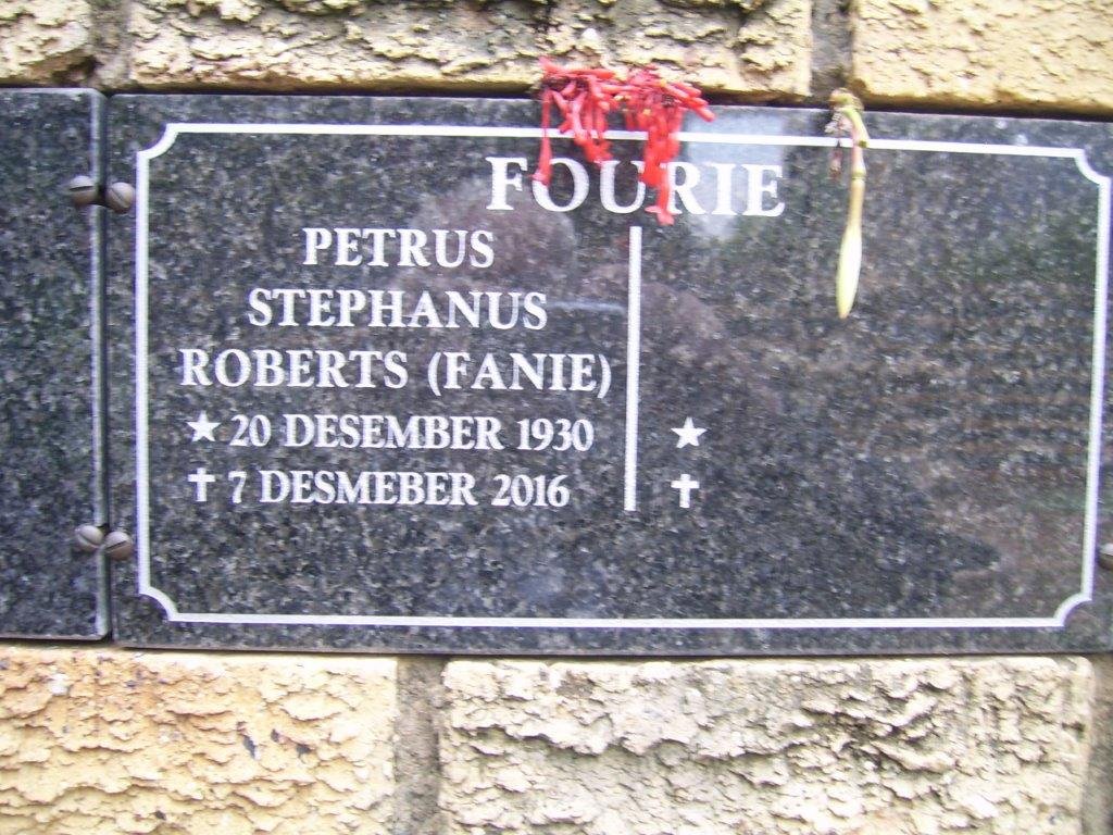 FOURIE Petrus Stephanus Roberts 1930-2016