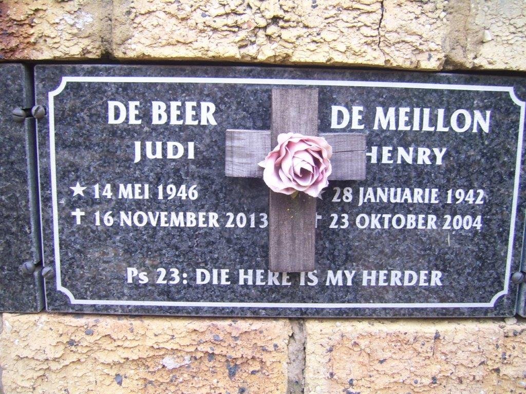MEILLON Henry, de 1942-2004 :: DE BEER Judi 1946-2013